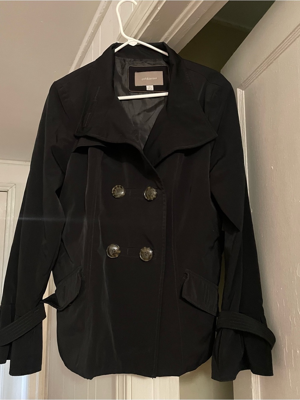 Croft & Barrow Women's Black Double-Breasted Rain coat - XL